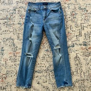 Just USA Medium Wash Ripped Straight Jeans